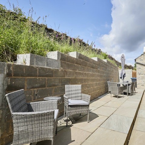 Enjoy morning coffee or golden hour drinks in the sunny courtyard