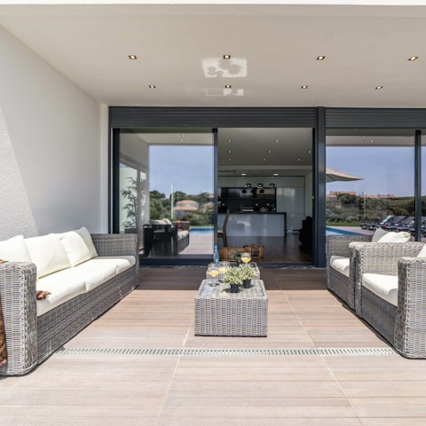 Relax on the terrace with a glass of rosé wine