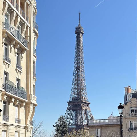 Take in the Eiffel Tower from the grand sweep of Trocadéro