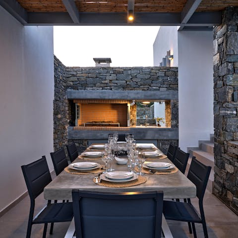 Throw fresh seafood or veggie skewers on the barbecue and dine alfresco