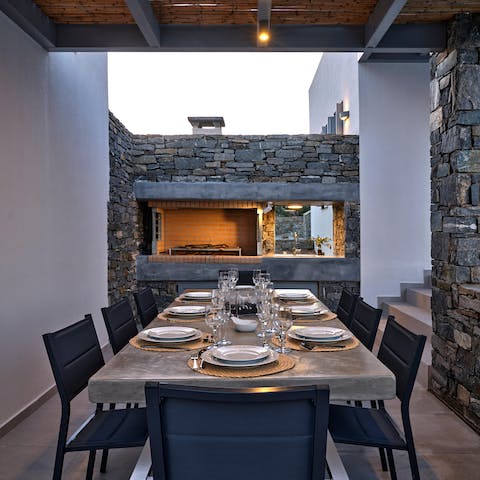 Throw fresh seafood or veggie skewers on the barbecue and dine alfresco