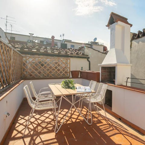 Settle down for alfresco meals on the sun terrace