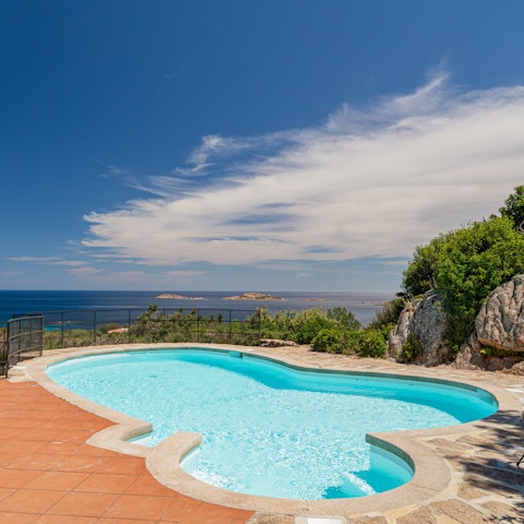 Savour sea views as you swim in the private pool