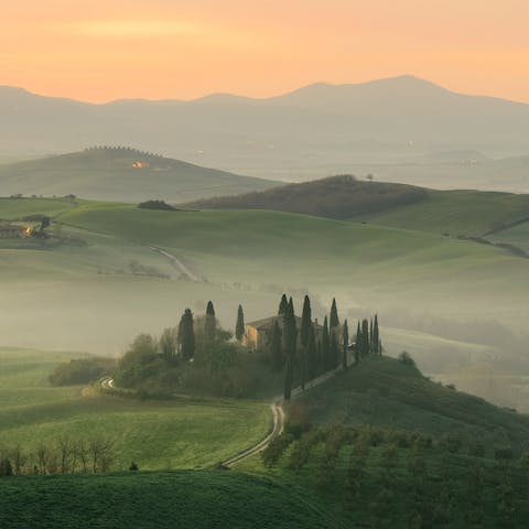 Stay in the green heart of Italy, on the cusp of Lazio and Tuscany, and explore the vineyards, hamlets, and valleys of the regions