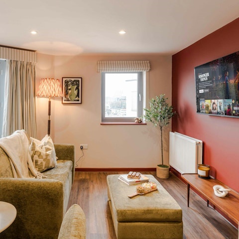 Get cosy in the warm living room at the end of the day