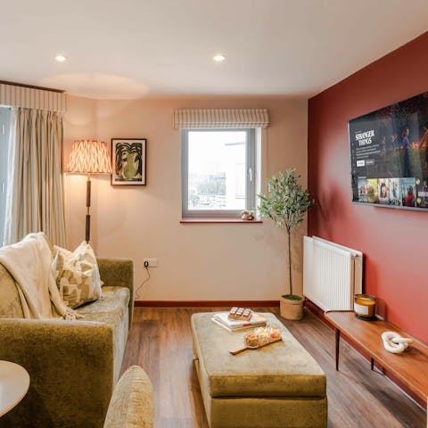 Get cosy in the warm living room at the end of the day