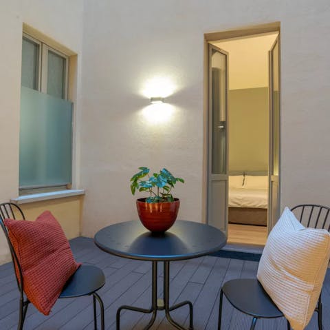 Enjoy a glass of wine on your private terrace when the sun sets