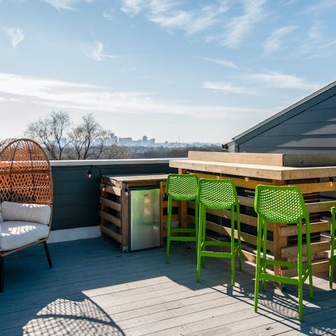 Head to the rooftop deck for sunset drinks and stunning views