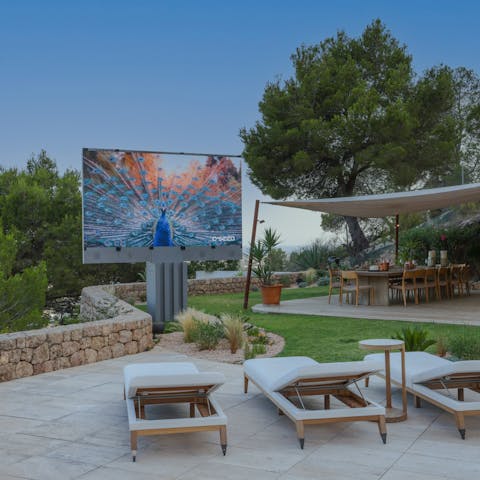 Watch sports and movies on the retractable big screen on the terrace